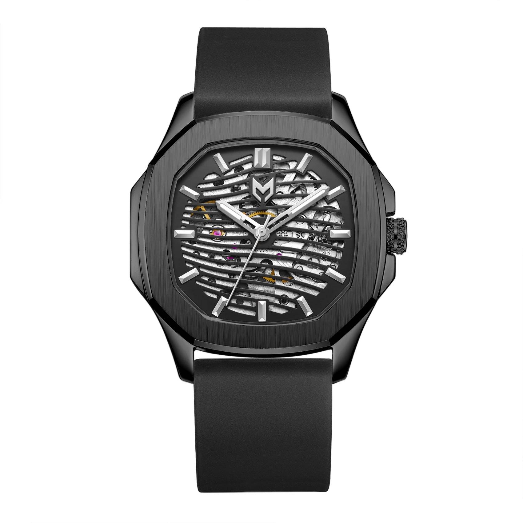 Black Onyx Skeleton Watch – Stylish Timepiece – Elegant Men's Watch