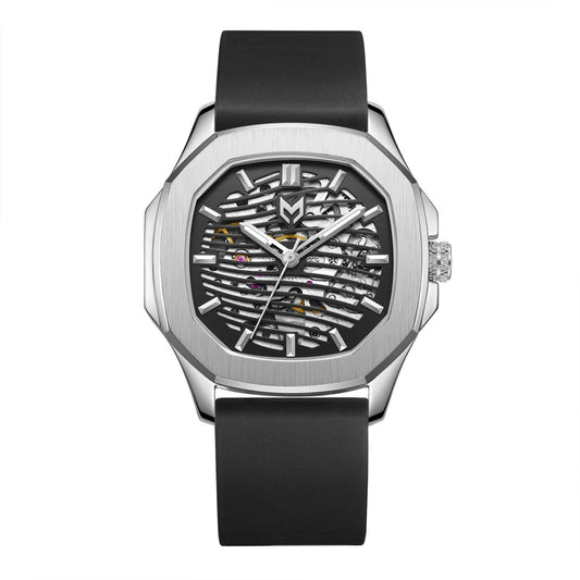 Silver Frost Skeleton Watch – Unique Silver Men's Watch – Elegant Timepiece