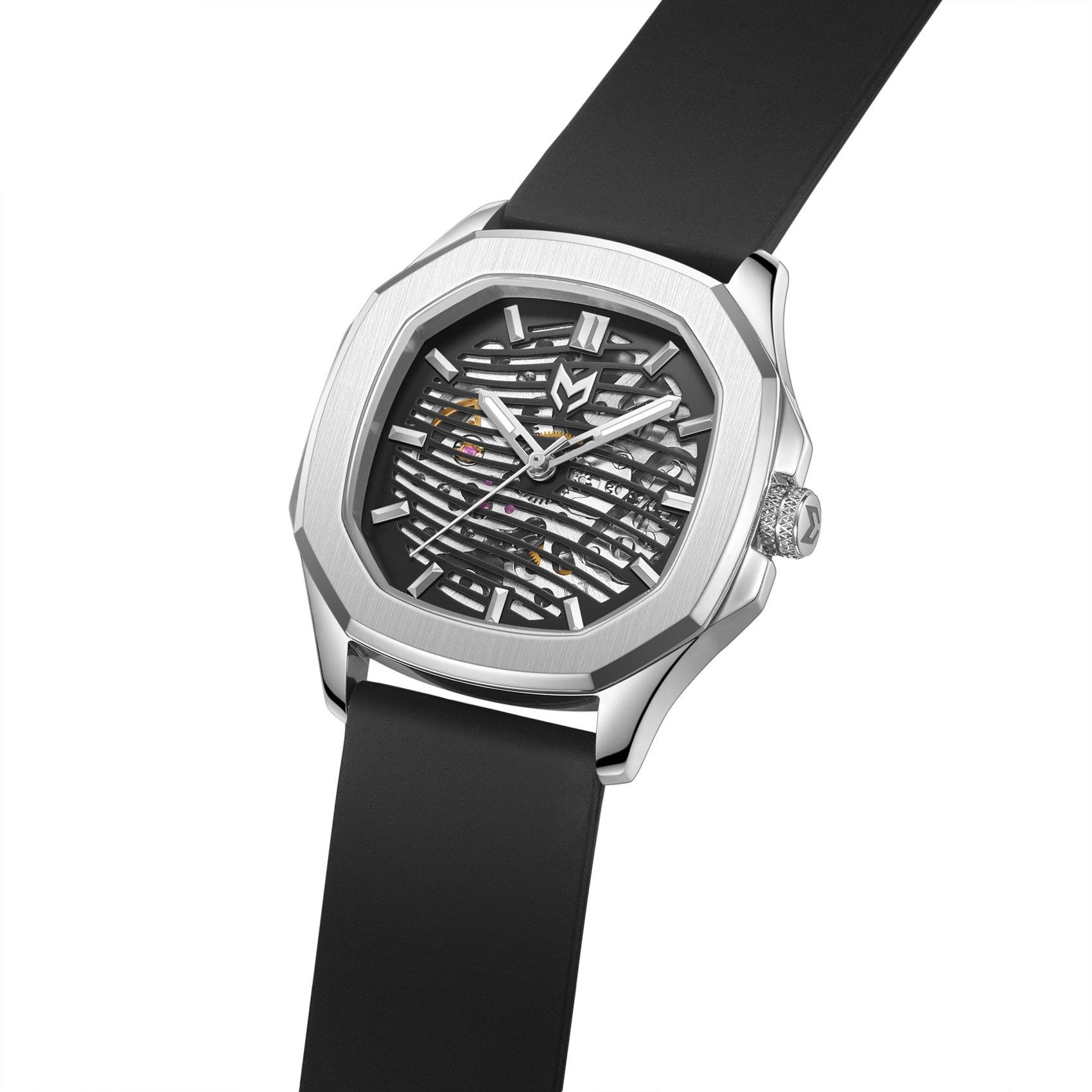 Silver Frost Skeleton Watch – Unique Silver Men's Watch – Elegant Timepiece